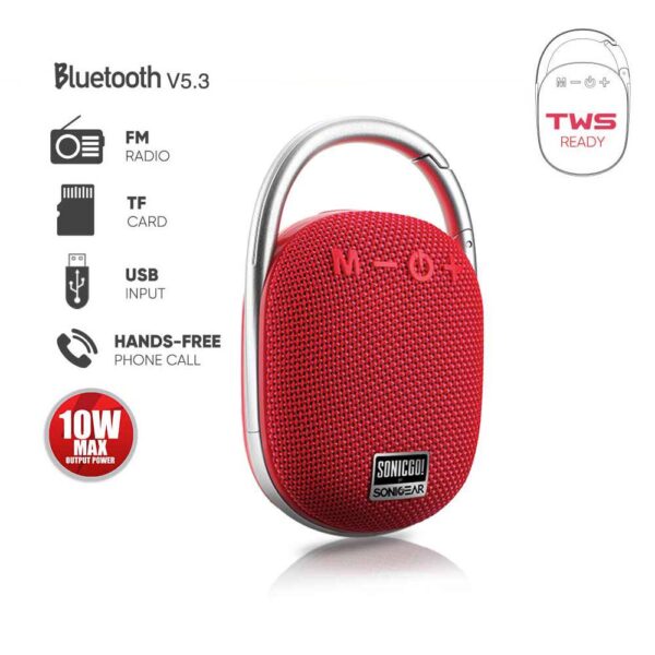 SonicGear SONICGO 1 Portable Bluetooth Speaker Red 1 »